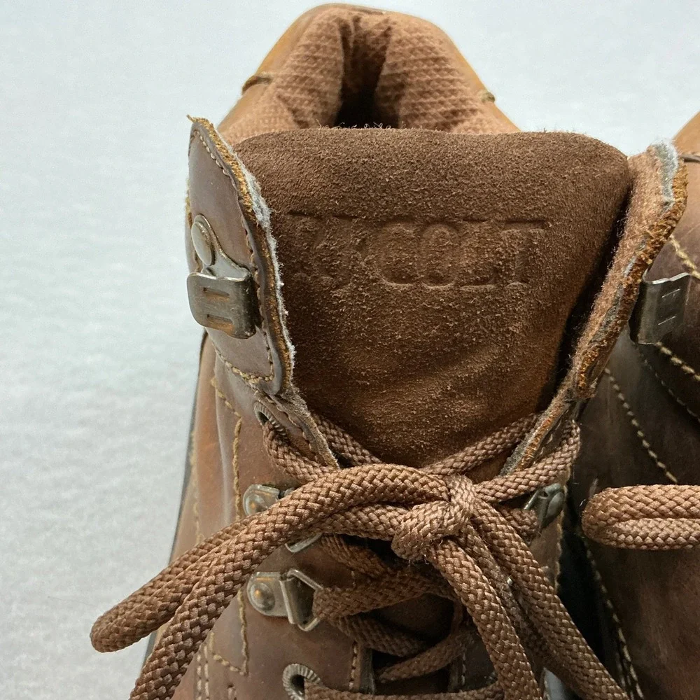 RJ Colt Men Leather Work Boots Ice Traction Cleats‎ Size 11.5 Brown Ankle Rugged